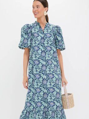 NWT Hyacinth House Multi Blue Leafy Floral Mimi Midi Dress